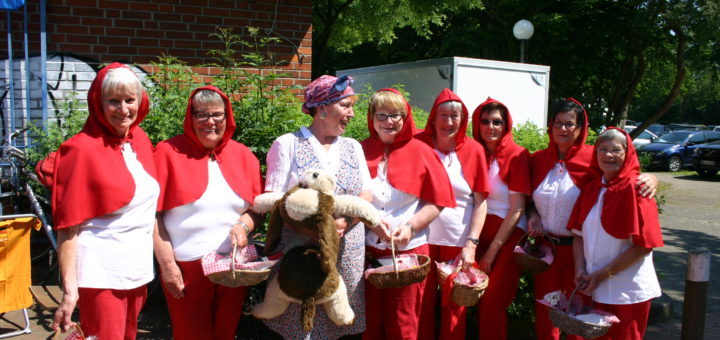 Haben das Bürgerbrunch-Motto umgesetzt: Mitglieder des TV Arbergen als Rotkäppchen-Figuren verkleidet. Foto: Neloska