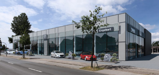Animation des neuen Autohauses für die Marke Mazda an der Annenheider Straße in Delmenhorst. Grafik: pv Grafik: pv