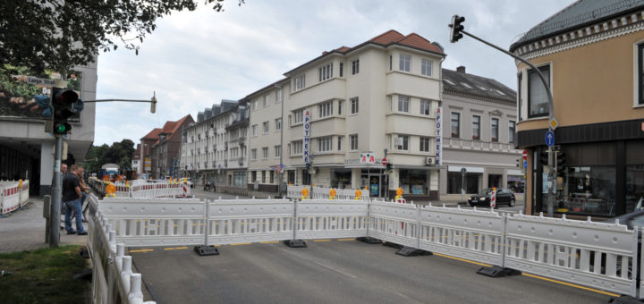 Blick auf die Baustelle in der Mühlenstraße in Delmenhorst.