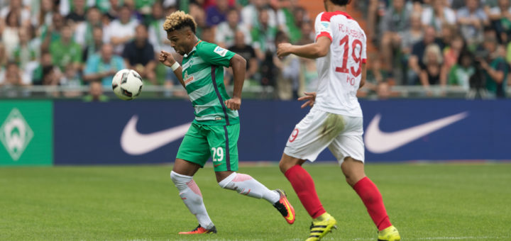 Werders Neuzugang Serge Gnabry (l.) konnte bei seinem Bundesliga-Debüt durchaus überzeugen. Foto: Nordphoto