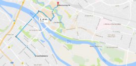 Das ist der Streckenverlauf des Freimarktsumzuges, der Verkehr muss zwischen 7 und 16 Uhr den bunten Wagen weichen. Grafik: google maps/WR
