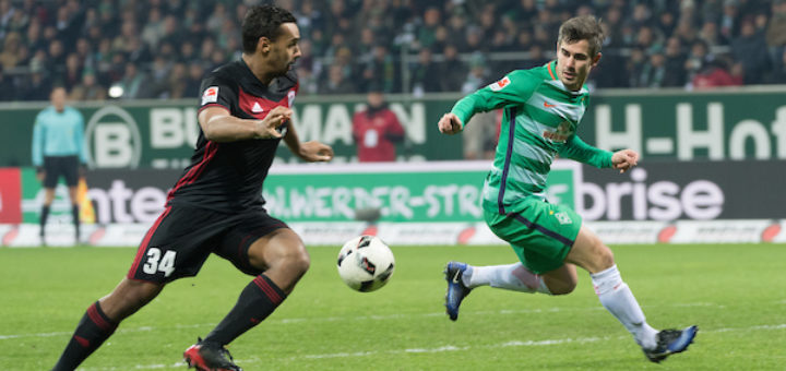 Werders Flügelstürmer Fin Bartels (r.) erzielte den Siegtreffer gegen Ingolstadt. Foto: Nordphoto