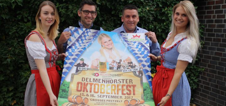 Das Team der Divarena (v.l. Julia Rustler, Christian Hohnholt, Christoph Becker und Lisa-Marie Nistler) rührt bereits die Werbetrommel für das Oktoberfest. Foto: nba