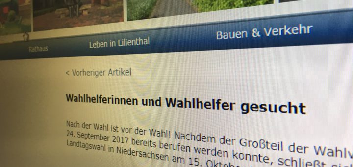 Wie beispielsweise in Lilienthal werben dieser Tage viele Kommunen auch auf ihren Internetseiten um Wahlhelfer. Foto: Bosse