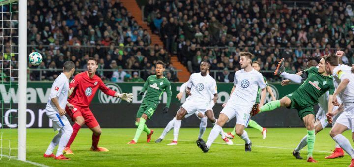 Ludwig Augustinsson erzielte bereits nach vier Spielminuten das 1:0 für Werder. Foto: Nordphoto