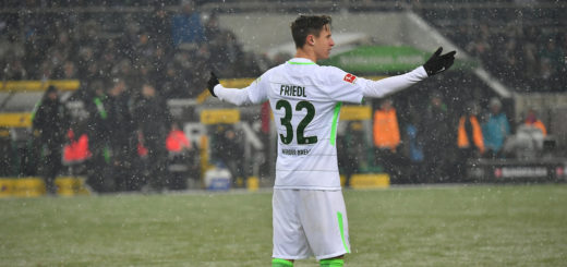 Marco Friedl im Schneegestöber von Mönchengladbach.