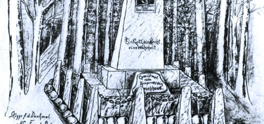 Zeichnung des Denkmals im Delmenhorster Tiergarten.