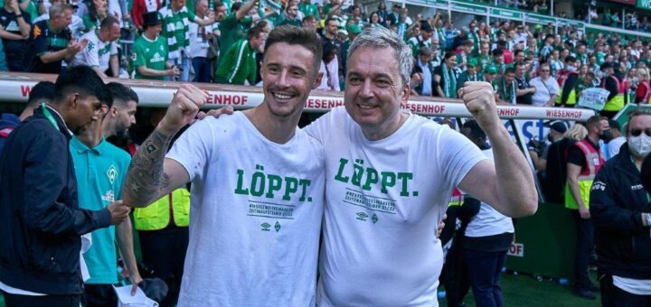 Wollen nach der Rückkehr in die 1. Liga auch in der kommenden Saison gemeinsam jubeln: Marco Friedl (li.) und Arnd Zeigler. Foto: Nordphoto