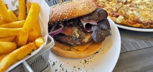 Tasty Kitchen: Guter Burger, leckere Pommes und sehr, sehr viel Käse auf der Pizza. Foto: Schlie