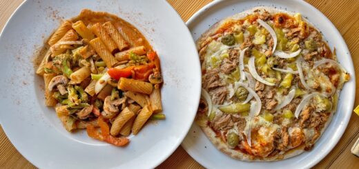 Pasta mit frischem Gemüse und Pizza Adria im Mi Casa. Foto: Schlie